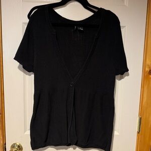 New Directions Black Short Sleeve Cardigan